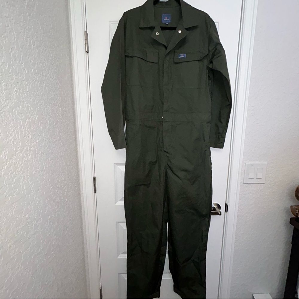 HISEA Forge Zipper Snap Button Front Long Sleeve Coveralls